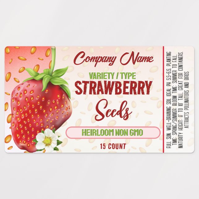 Étiquette de graines de fraise (Design 1)