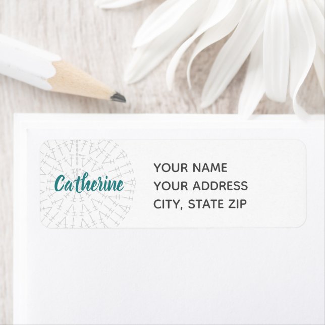 Étiquette de graphique crochet bleu turquoise (En situation)