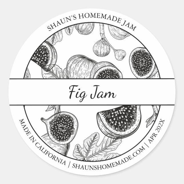 Étiquette de jam de la feuille de croquis noir et  (Devant)