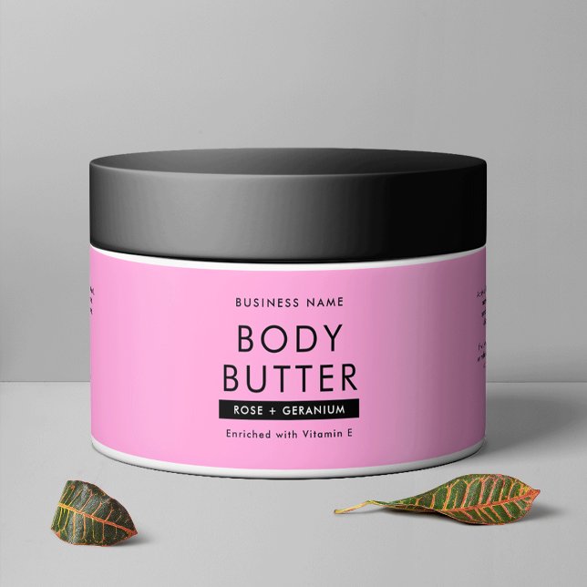 Étiquette de jarre cosmétique moderne de Beurre de (Modern Blush Pink Body Butter Cosmetic Jar Waterproof Product Label)