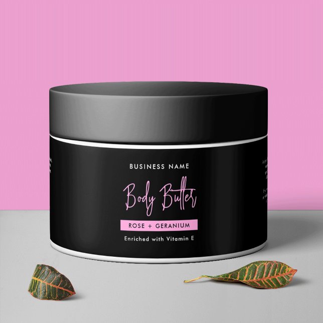 Étiquette de jarre cosmétique tendance pour le cor (Trendy Black and Pink Skincare Cosmetic Jar Waterproof Product Label)