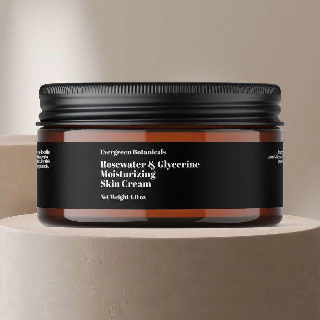 Étiquette de jarre de cosmétique noir moderne 1 x  (Créateur téléchargé)