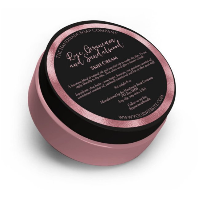 Étiquette de jarre de luxe noir et rose (Créateur téléchargé)