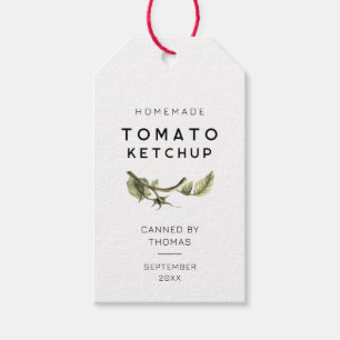 Étiquette de ketchup de tomate moderne avec feuill