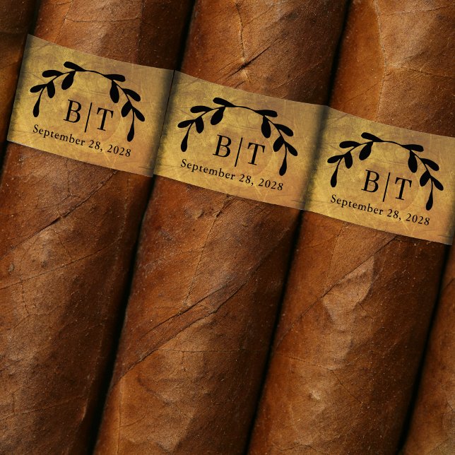Étiquette de la bande de Mariage en or détendu (Wedding or party cigar labels in a distressed gold.)