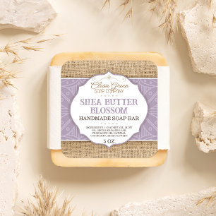 Étiquette de la barre de savon violet Burlap