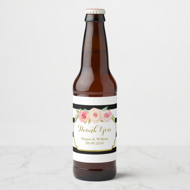 Étiquette de la bière noire Floral rose (Devant)
