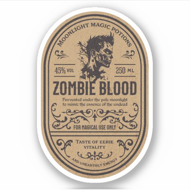 Étiquette de la bouteille d'apothèque d'Halloween  (Devant)