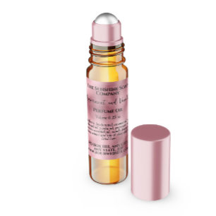Étiquette de la bouteille de parfum rose martelé