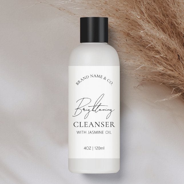 Étiquette de la bouteille de soins minimaux Chic L (Elegant simple cosmo bottle wrap around labels in black and white with fully editable text & colors)