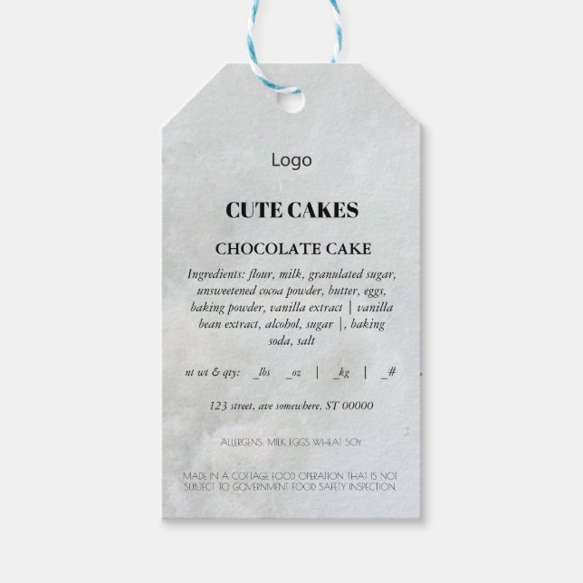 Étiquette de la carte de gâteau du Étiquette alime (Devant)