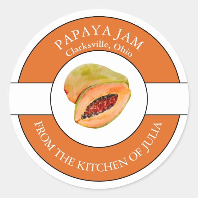 Étiquette de la confiture de Papaya (Devant)