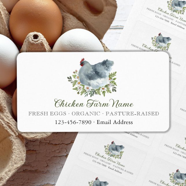 Étiquette de la ferme d'oeufs de poulets grises fl (Créateur téléchargé)