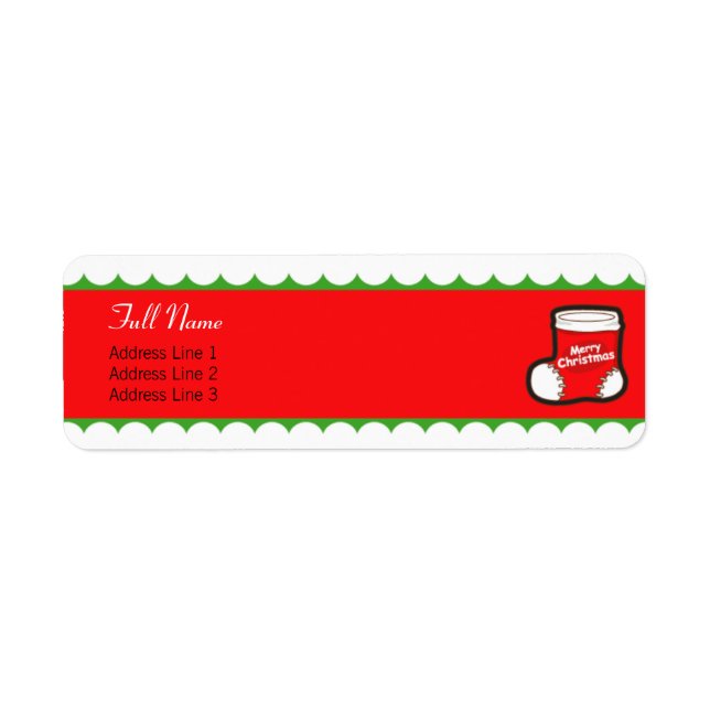 Étiquette de la frontière verte rouge de Noël (Devant)
