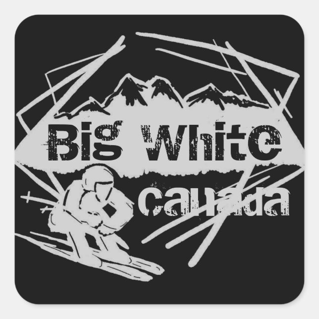 Étiquette de la grande skieuse du Canada blanc (Devant)