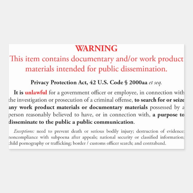 Étiquette de la Loi sur la protection des renseign (Devant)