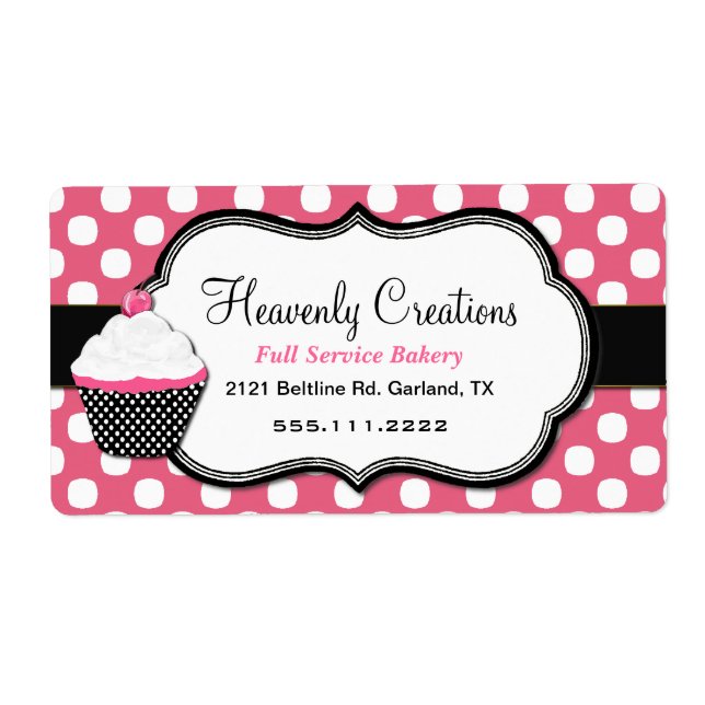 Étiquette de la pâtisserie Sweet Polka Dot et Cupc (Devant)