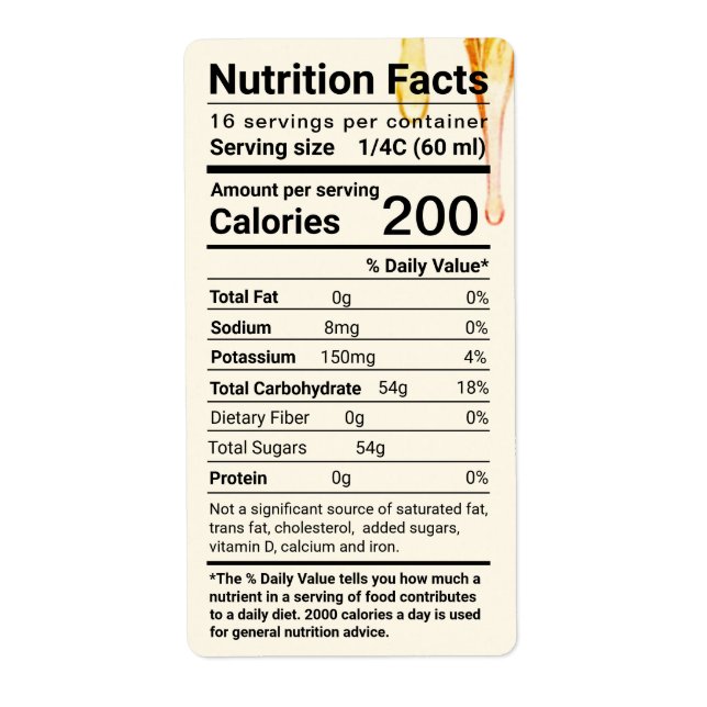 Étiquette de la valeur nutritive du sirop d'érable (Devant)
