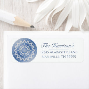 Étiquette de l'adresse de mariage Blue Lace Mandal