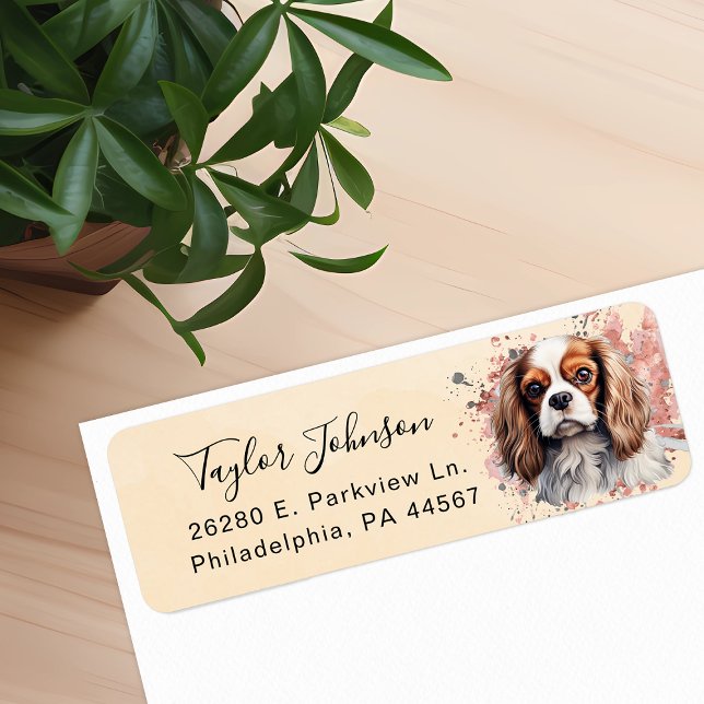 Étiquette de l'adresse de retour Cavalier King Cha (Créateur téléchargé)