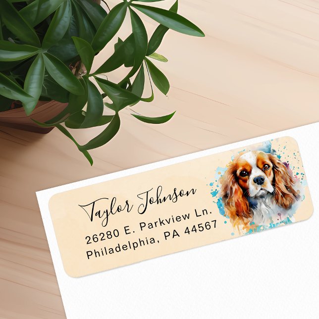 Étiquette de l'adresse de retour Cavalier King Cha (Créateur téléchargé)