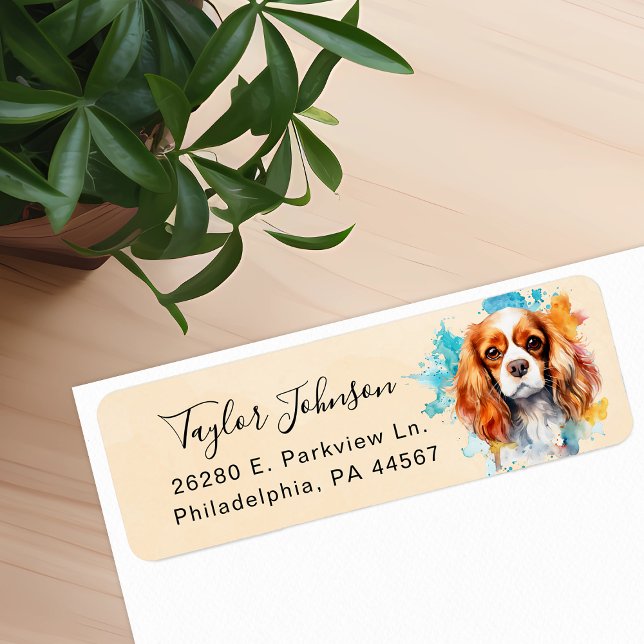 Étiquette de l'adresse de retour Cavalier King Cha (Créateur téléchargé)