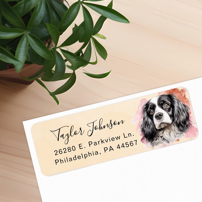 Étiquette de l'adresse de retour Cavalier King Cha (Créateur téléchargé)
