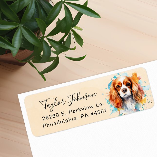 Étiquette de l'adresse de retour Cavalier King Cha (Créateur téléchargé)