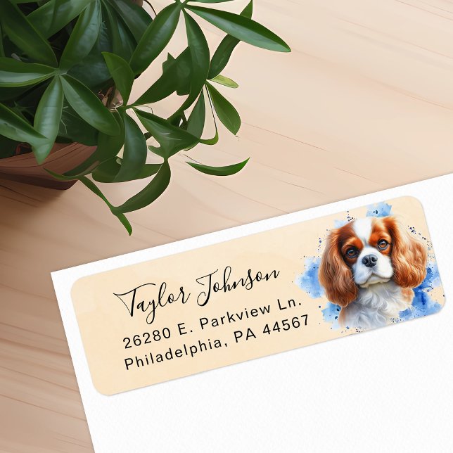 Étiquette de l'adresse de retour Cavalier King Cha (Créateur téléchargé)