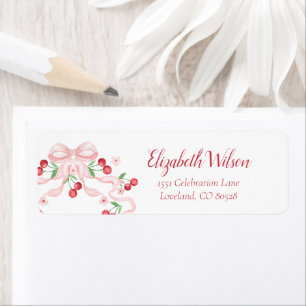 Étiquette de l'adresse de retour Cherry Pink Bow