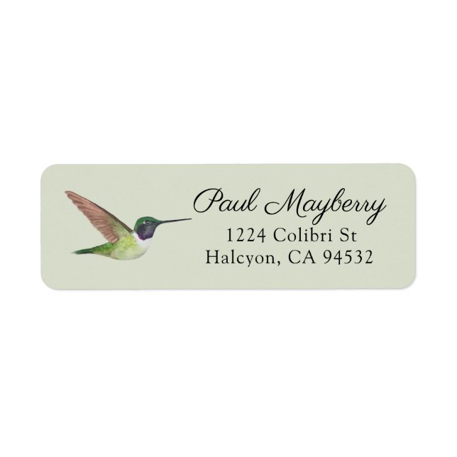 Étiquette de l'adresse de retour d'Anna's Hummingb (Devant)