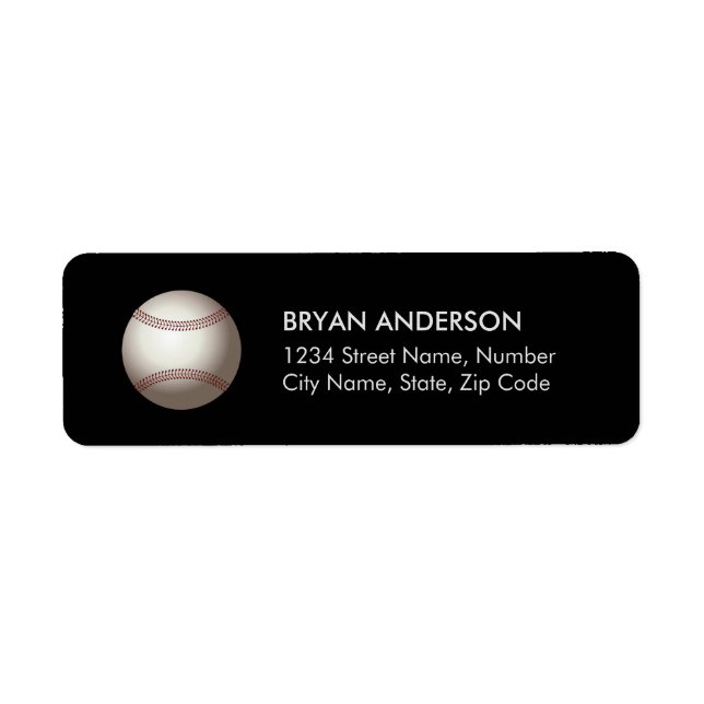 Étiquette de l'adresse de retour de baseball (Devant)