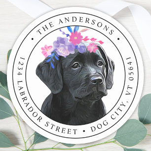 Étiquette de l'adresse de retour de Black Lab Retr