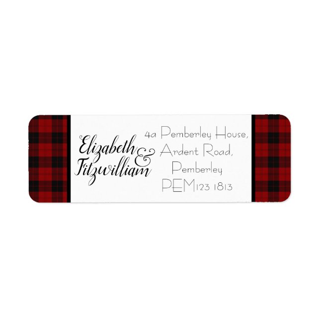 Étiquette de l'adresse de retour de Buffalo Plaid (Devant)