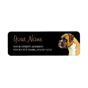 Étiquette de l'adresse de retour de chien de boîte