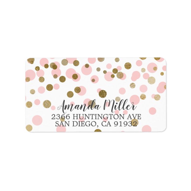 Étiquette de l'adresse de retour de Confetti rose  (Devant)