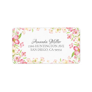 Étiquette de l'adresse de retour de Dainty Pink Fl
