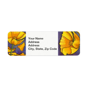 Étiquette de l'adresse de retour de fleurs, pavot