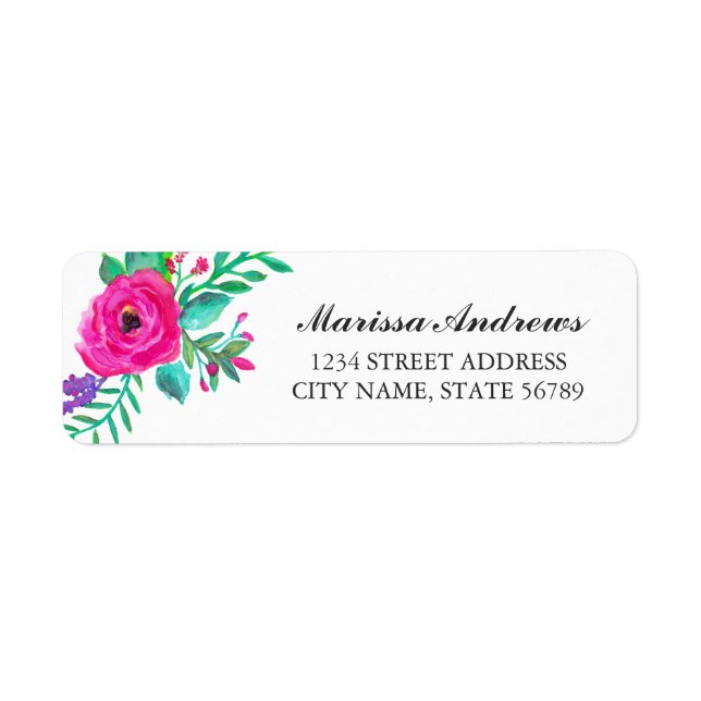 Étiquette de l'adresse de retour de jolies fleurs (Devant)