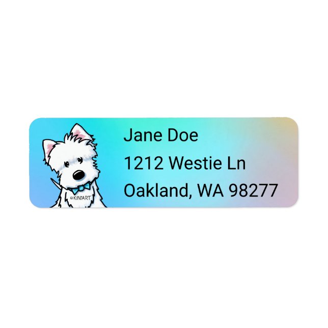 Étiquette de l'adresse de retour de KiniArt Westie (Devant)