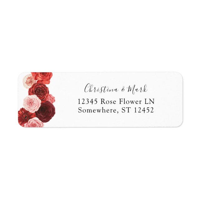 Étiquette de l'adresse de retour de la florale rou (Devant)