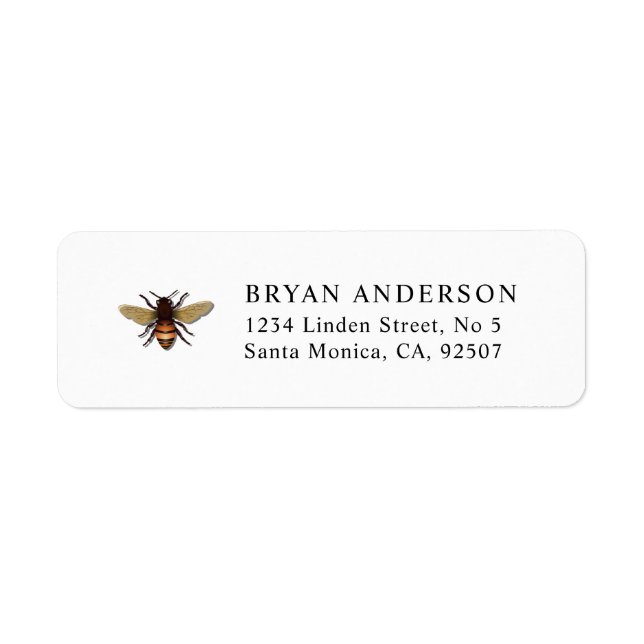 Étiquette de l'adresse de retour de l'abeille (Devant)