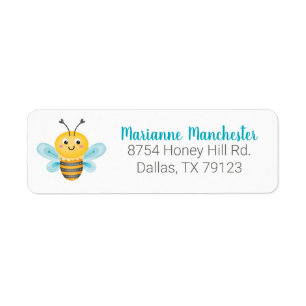 Étiquette de l'adresse de retour de l'abeille jaun