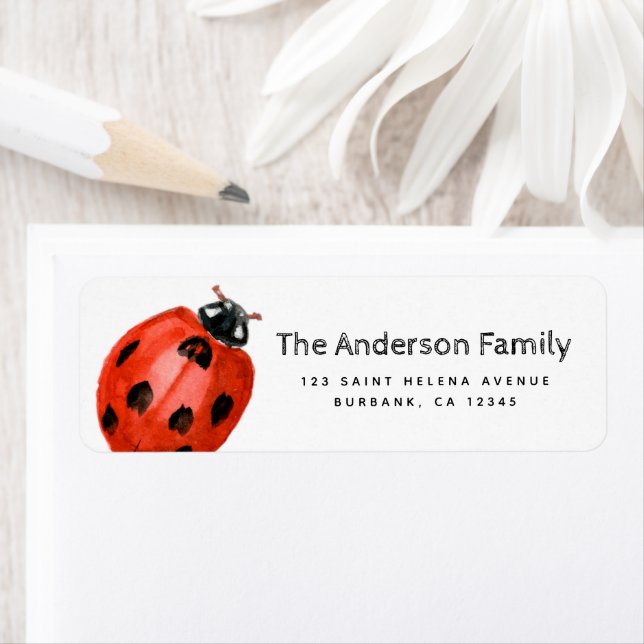 Étiquette de l'adresse de retour de Ladybug simple (En situation)