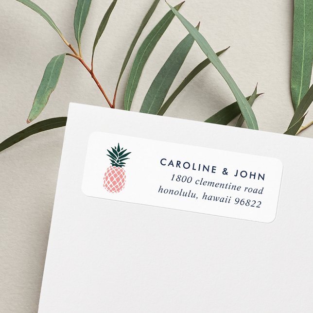 Étiquette de l'adresse de retour de l'ananas rose (Créateur téléchargé)