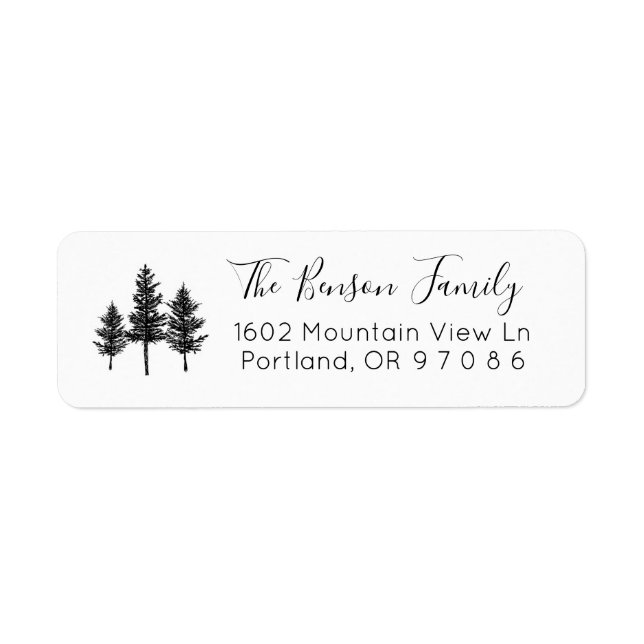 Étiquette de l'adresse de retour de l'arbre de pin (Devant)