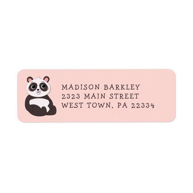 Étiquette de l'adresse de retour de l'enfant Panda (Devant)