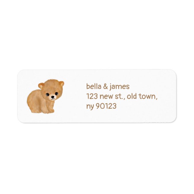 Étiquette de l'adresse de retour de l'ours de forê (Devant)