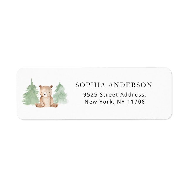 Étiquette de l'adresse de retour de l'ours des boi (Devant)