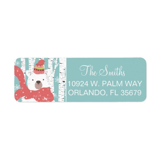 Étiquette de l'adresse de retour de l'ours d'hiver (Devant)